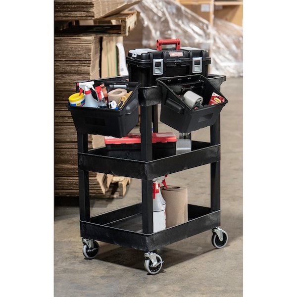 24 x 18 Plastic Utility Tub Cart w Two Bins